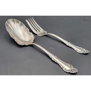 Oneida CARLTON (1898) Rogers A1 Serving Set SILVER PLATE Spoon & Fork Rare VTG